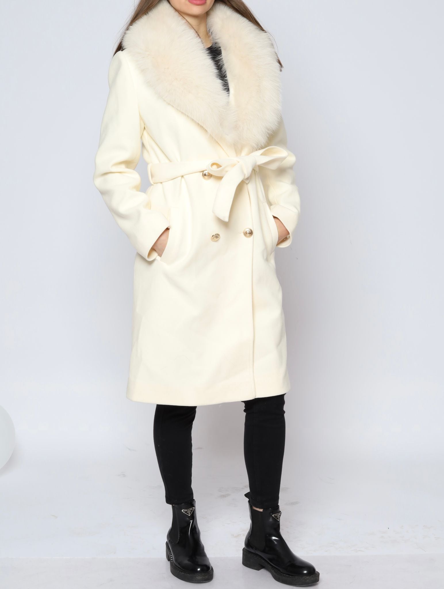 Kashmir Coat With Fox Collar