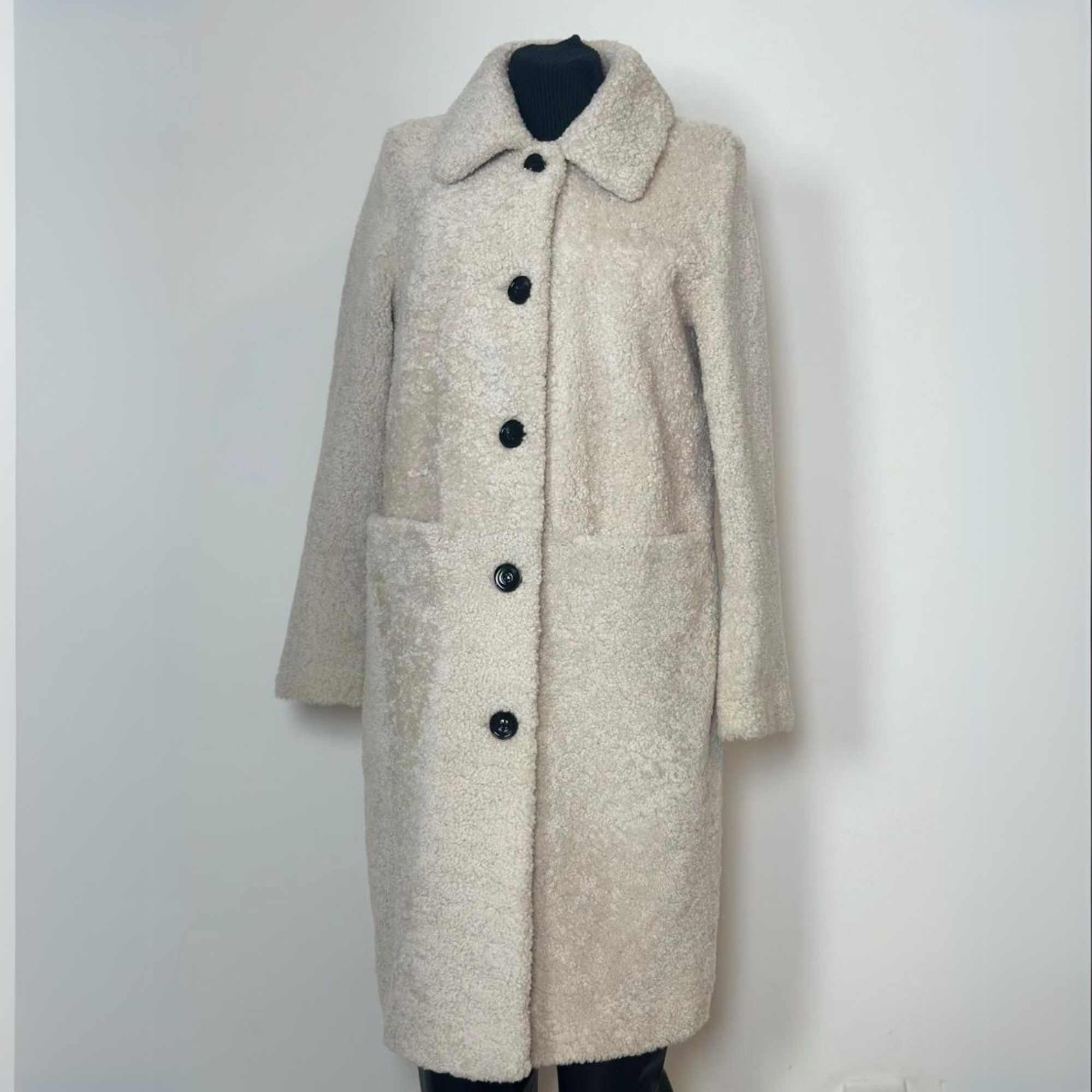 Astrakhan Fur Coat - Cream