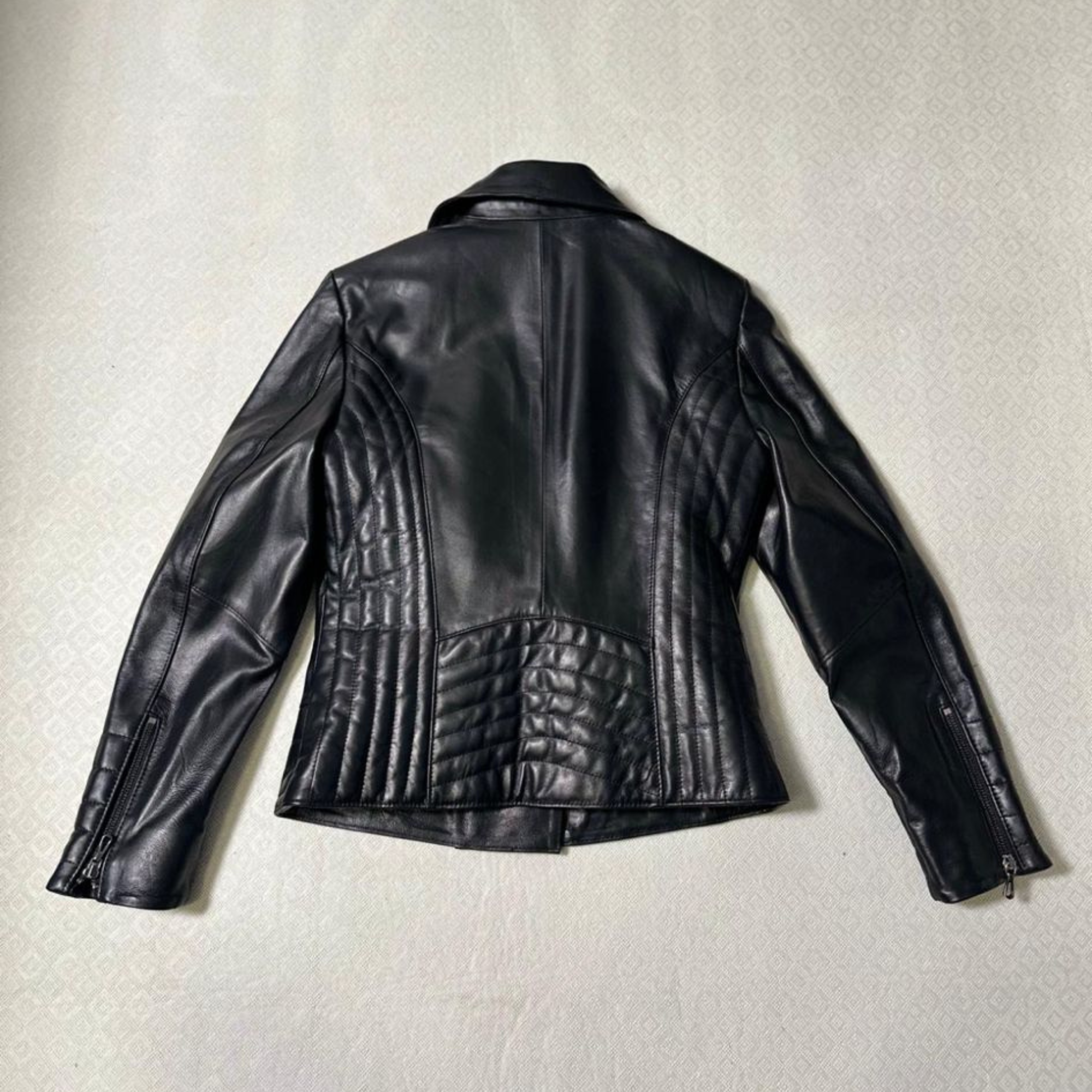 Lamb Leather Biker Jacket - Black