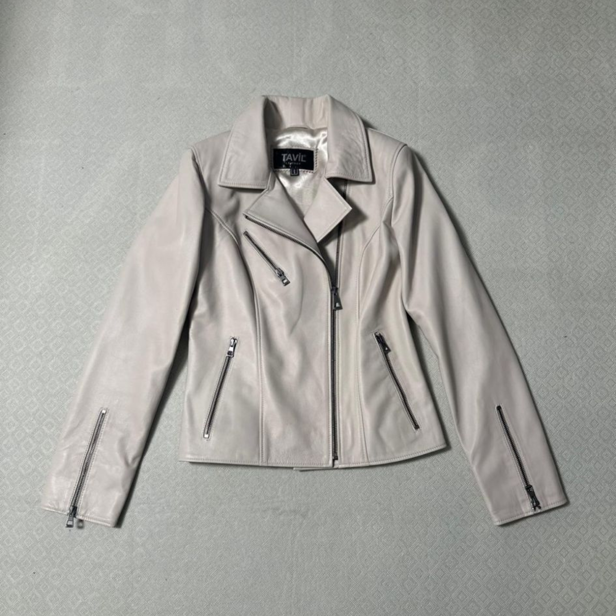 Lamb Leather Biker Jacket - White
