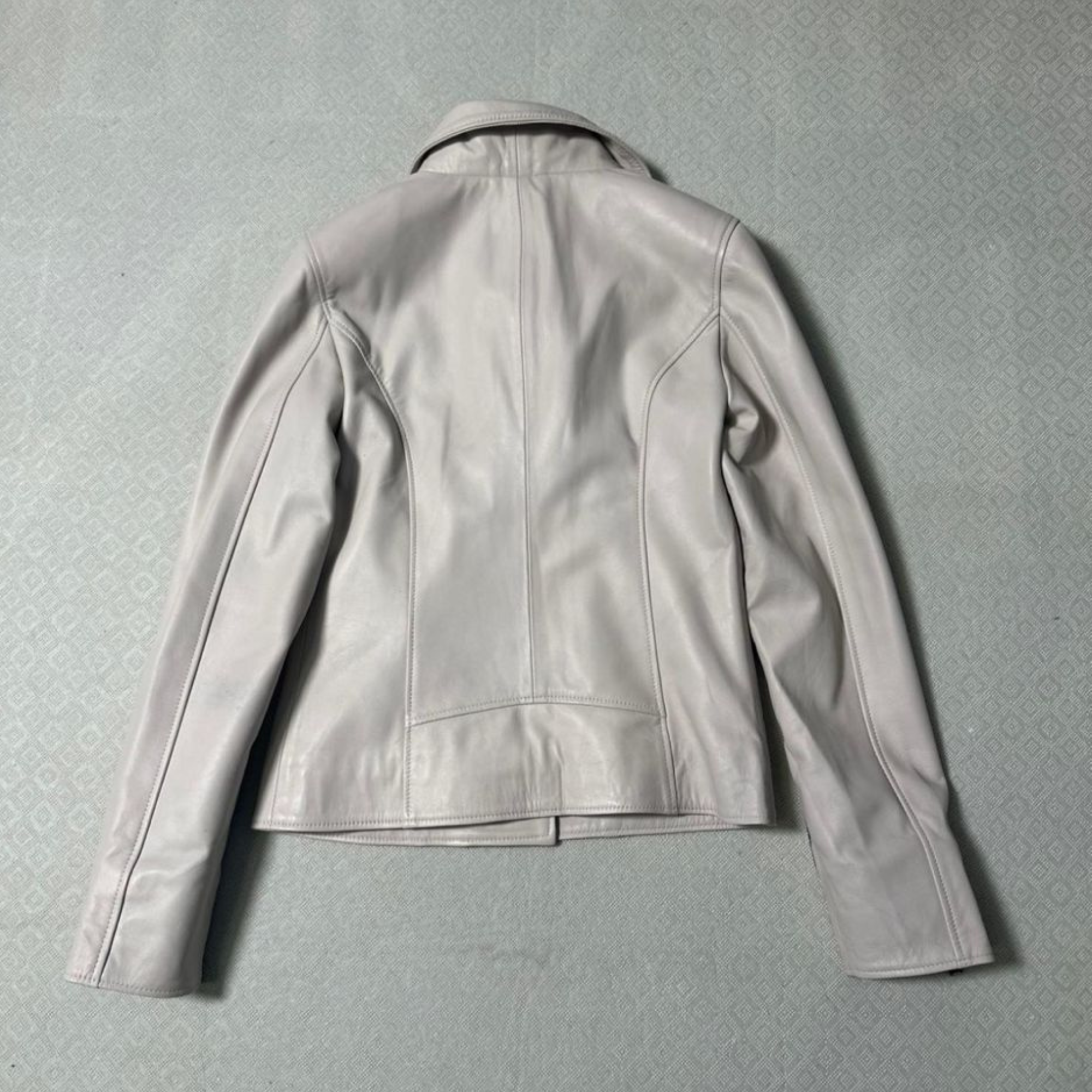 Lamb Leather Biker Jacket - White