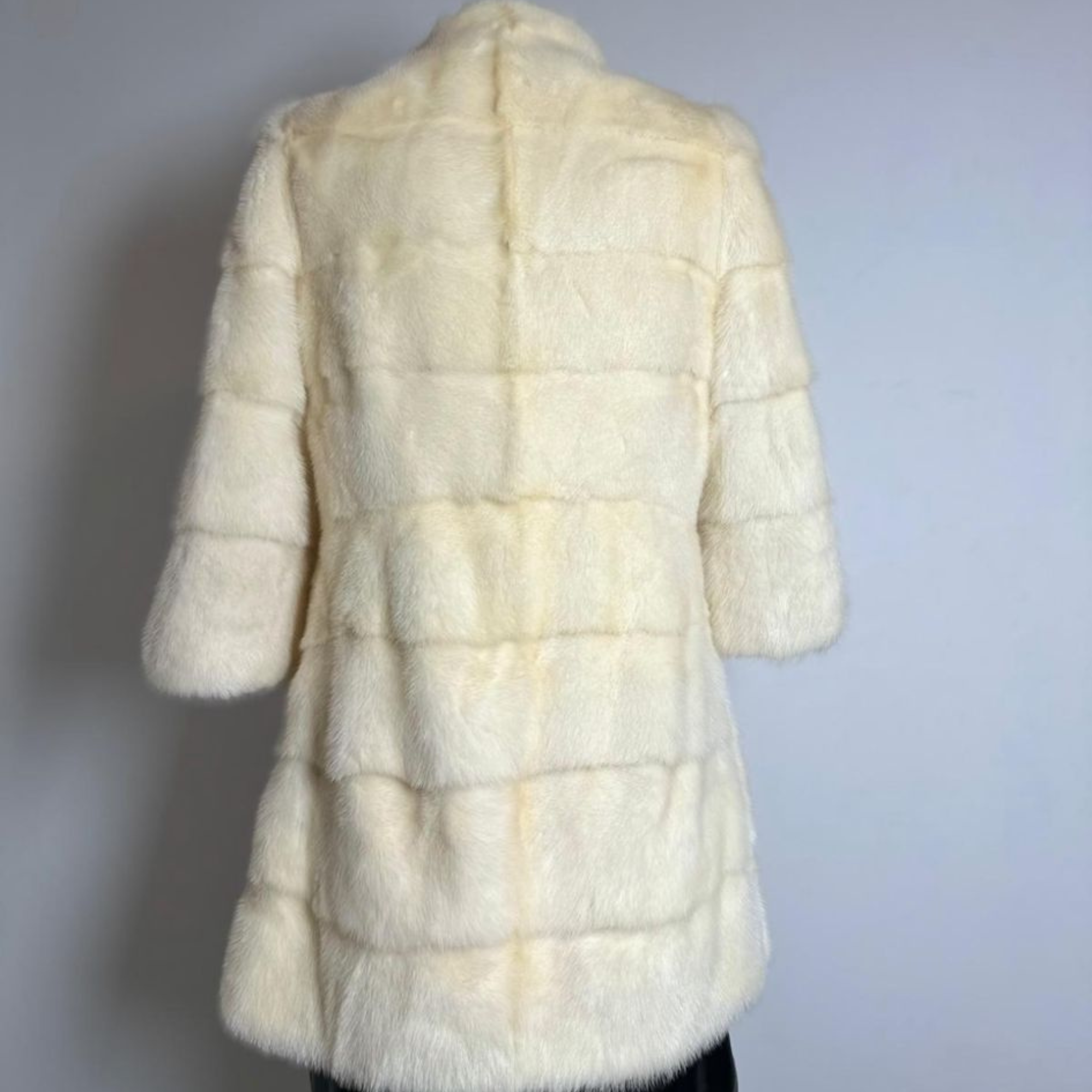 Long Mink Fur Coat - Cream