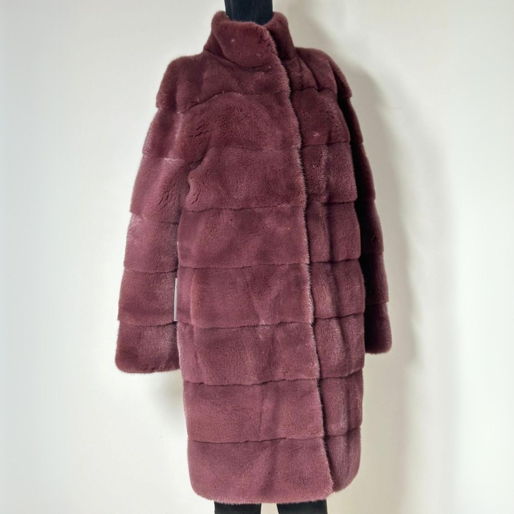 Raspberry Long Mink Fur Coat - Raspberry