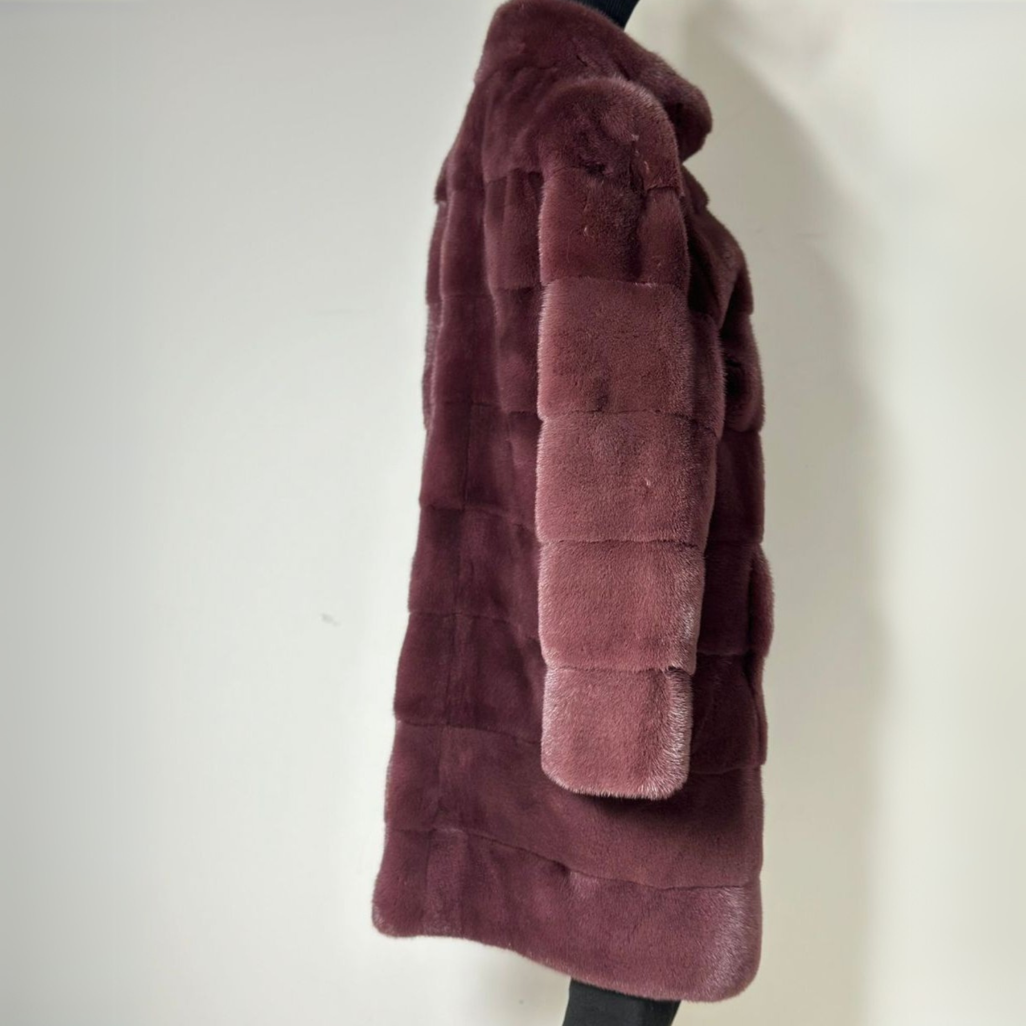 Raspberry Long Mink Fur Coat - Raspberry