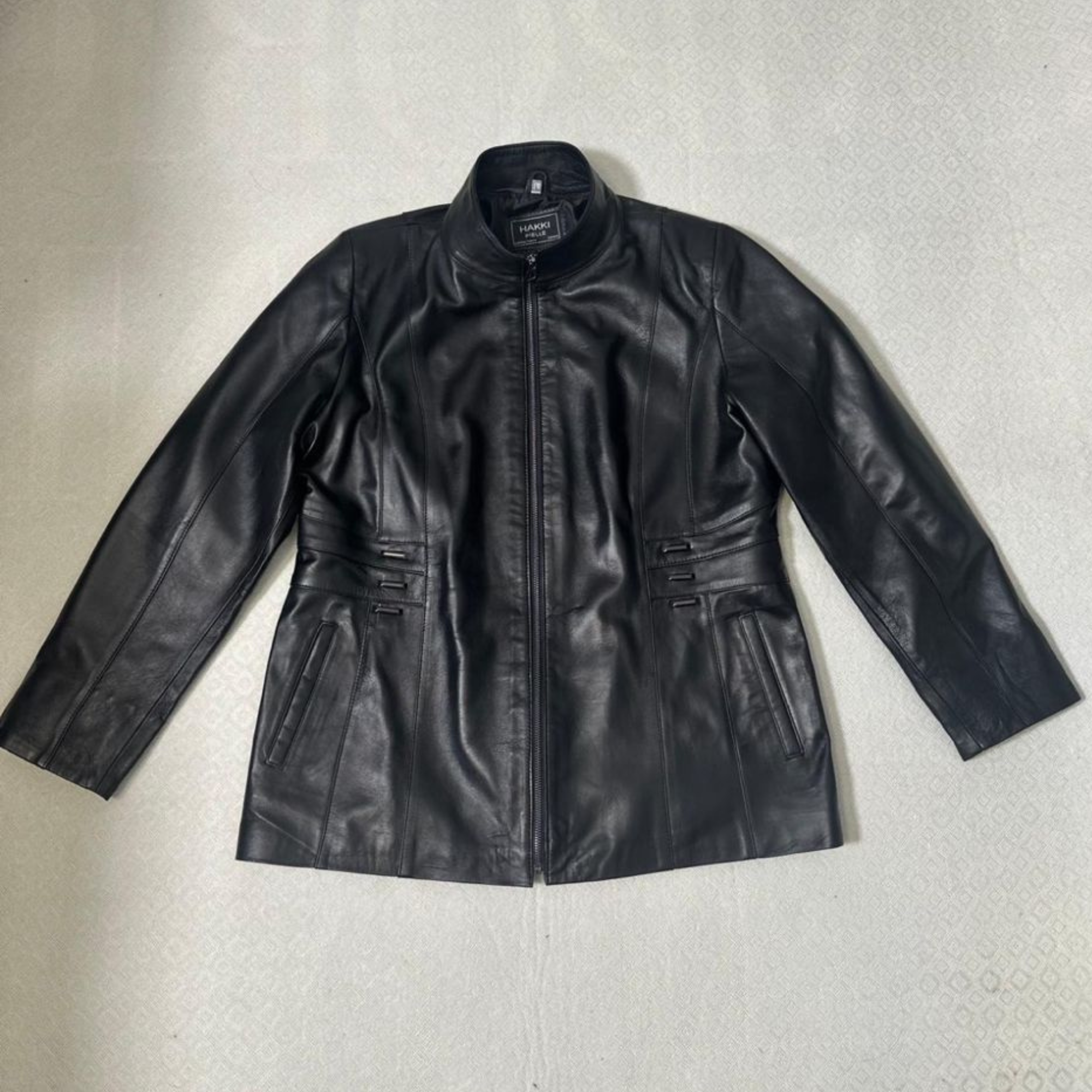 Lamb Leather Jacket For Plus Size - Black