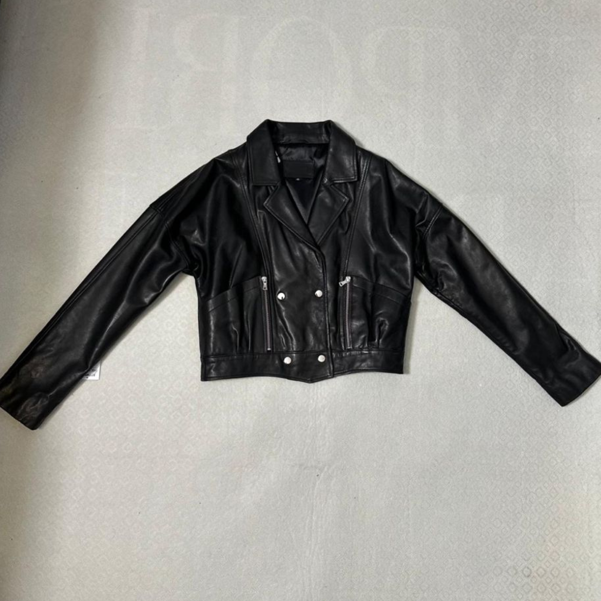 Waterproof Soft Leather Biker Jacket - Black