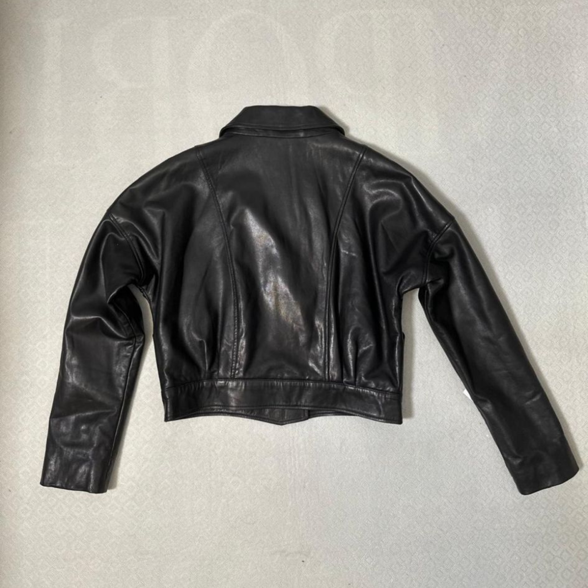 Waterproof Soft Leather Biker Jacket - Black