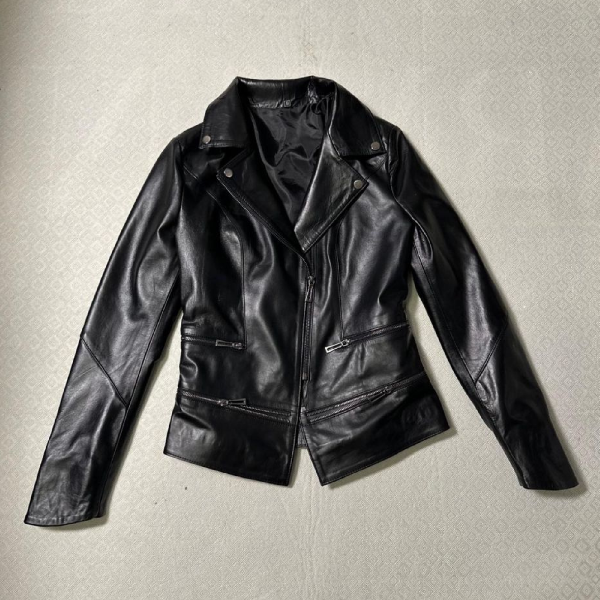Biker Leather Jacket - Black