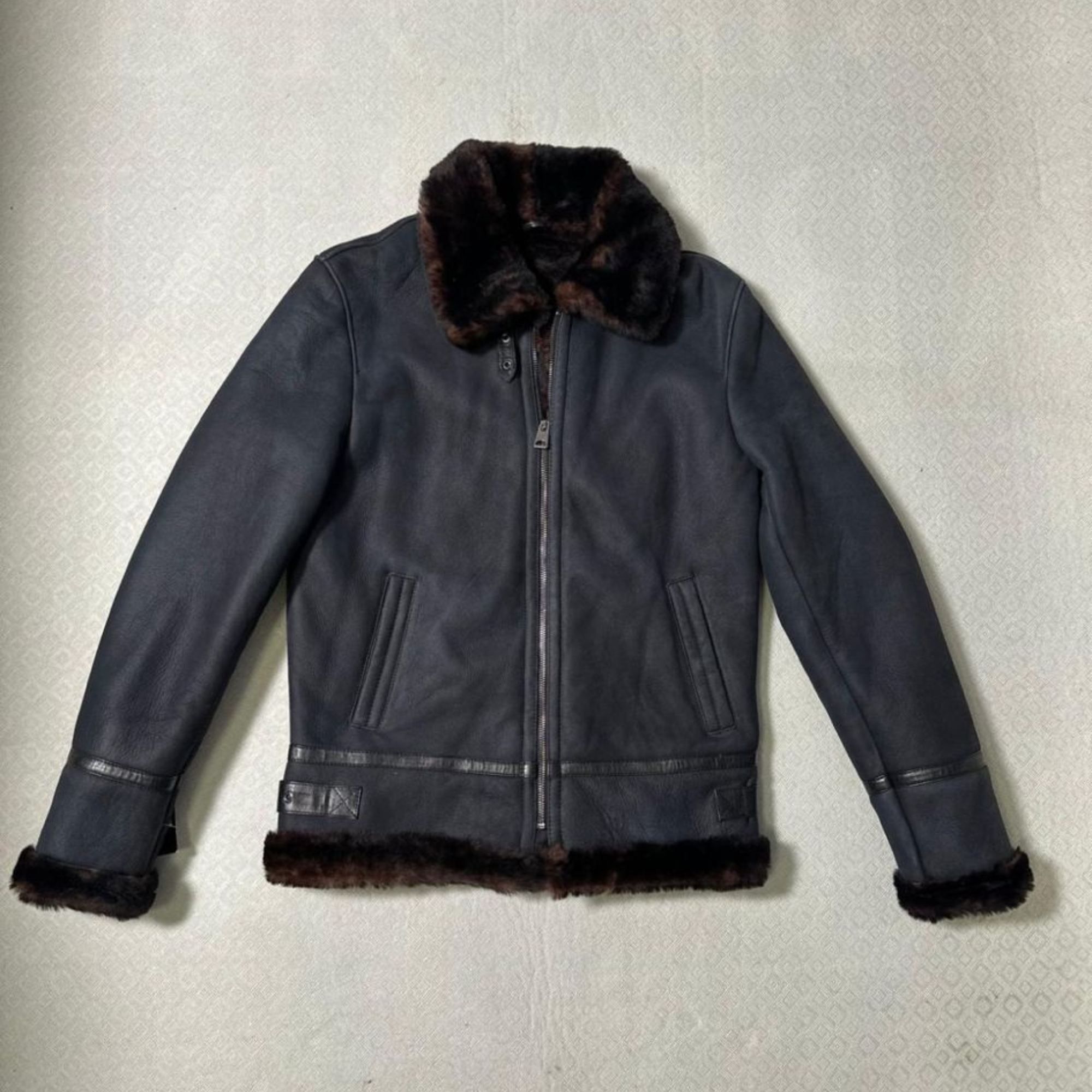 Lamb Suede Shearling Jacket - Graphite