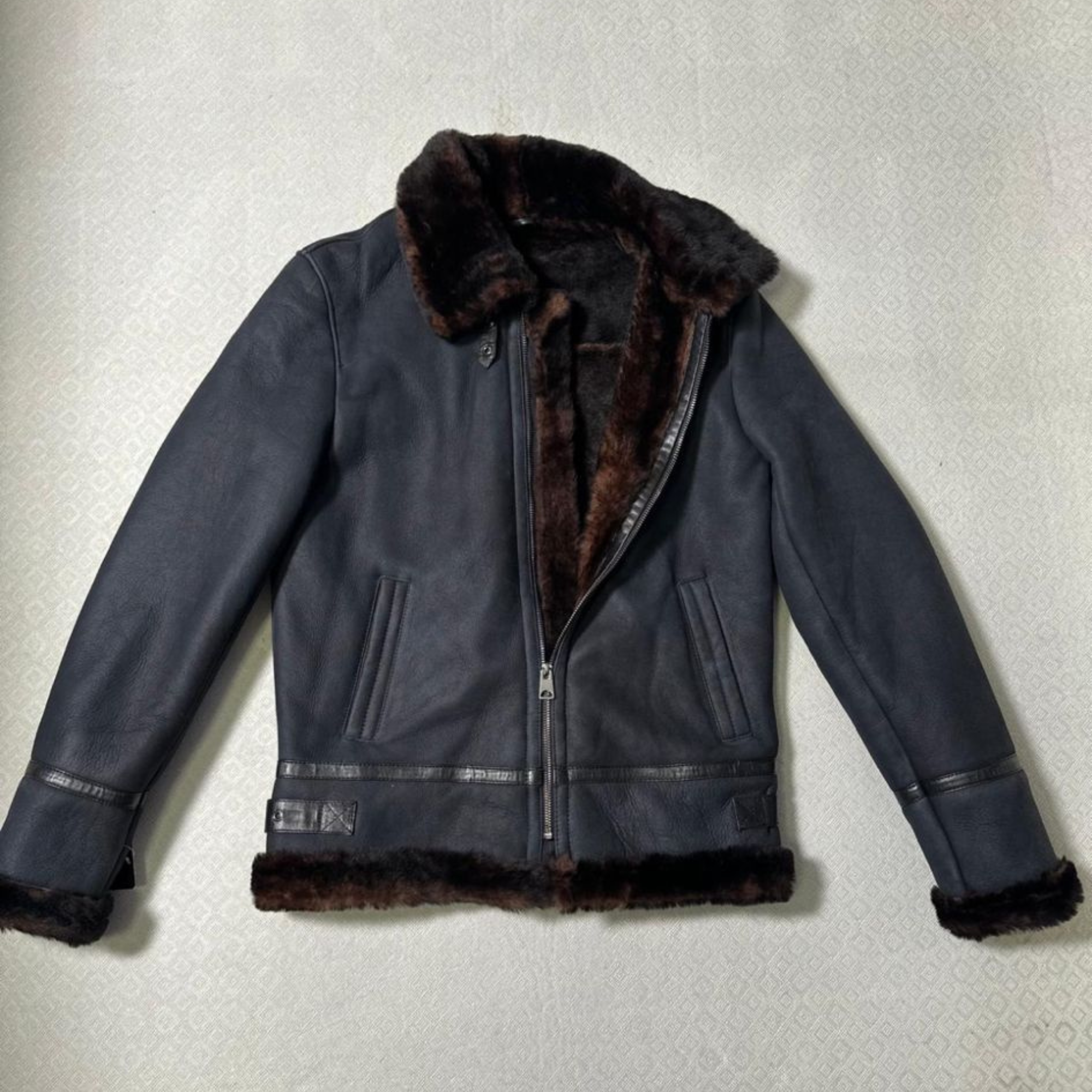 Lamb Suede Shearling Jacket - Graphite