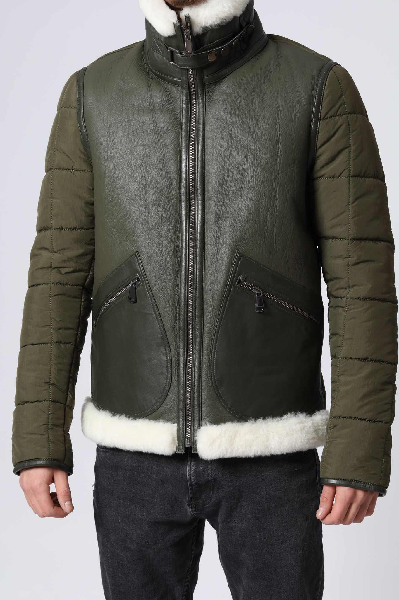 Shearling Leather Nylon Jacket