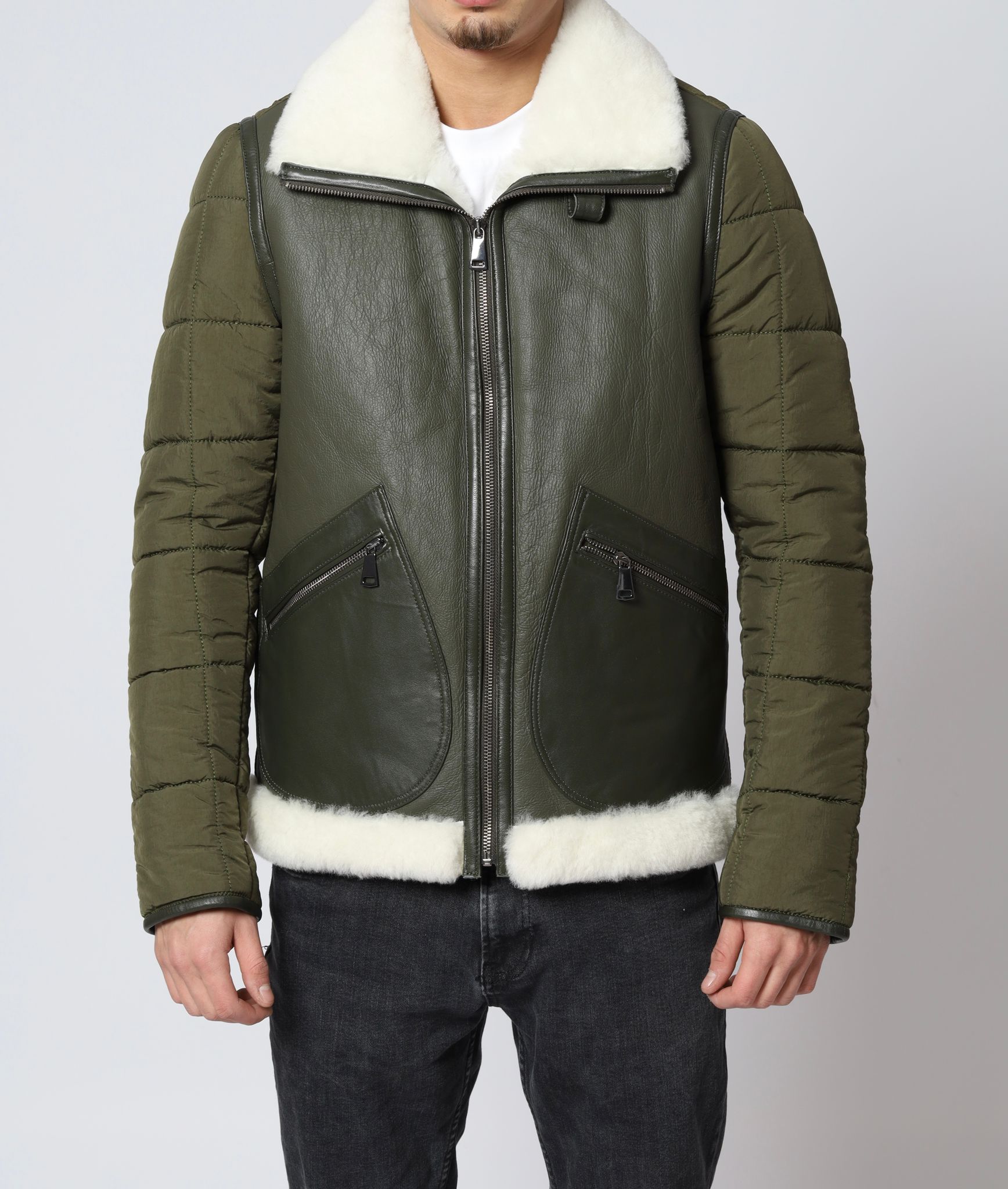Shearling Leather Nylon Jacket