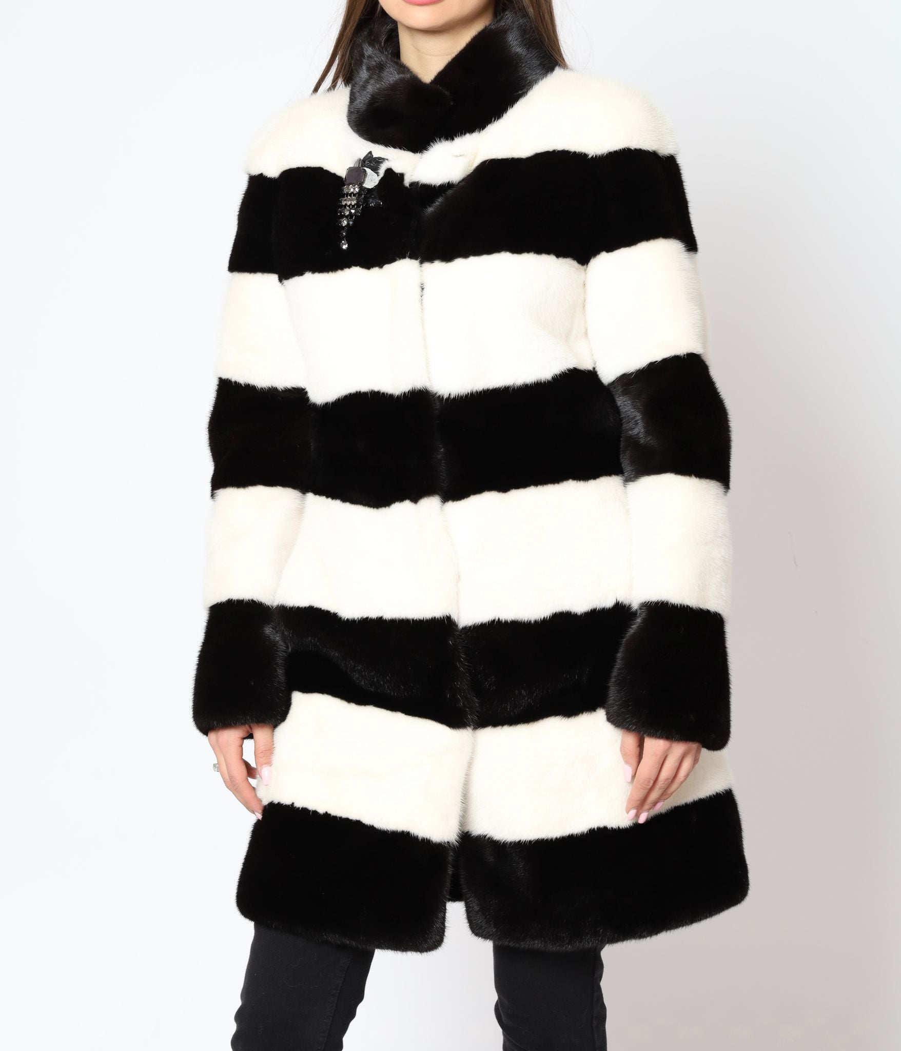 Long Mink Coat Black And White