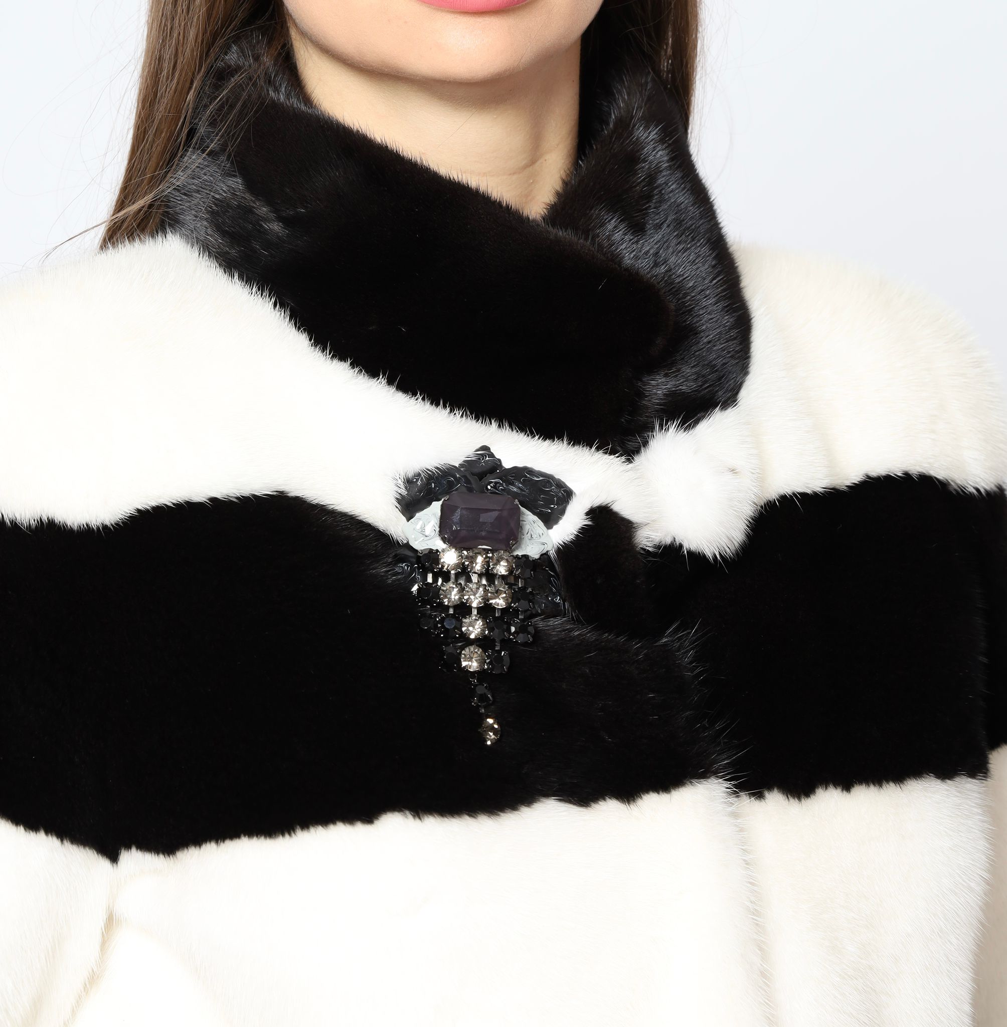 Long Mink Coat Black And White