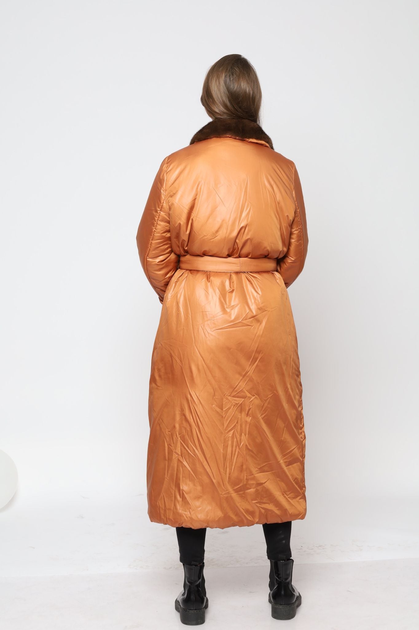 Puffed Jacket With Mink Collar