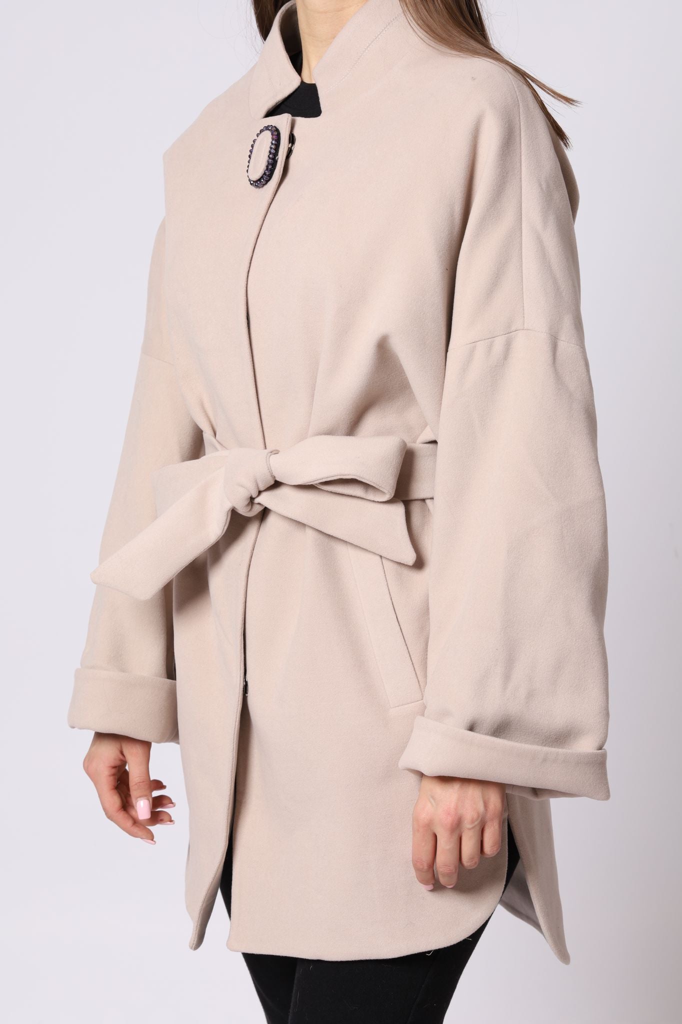Oversized Soft Kashmir Coat With Belt