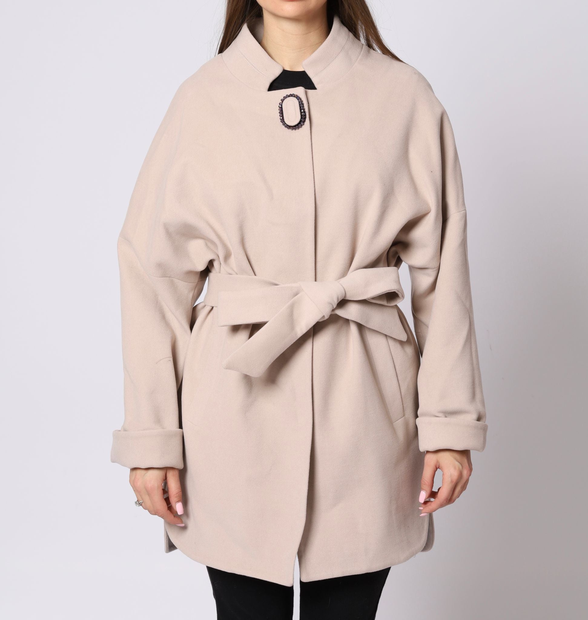 Oversized Soft Kashmir Coat With Belt