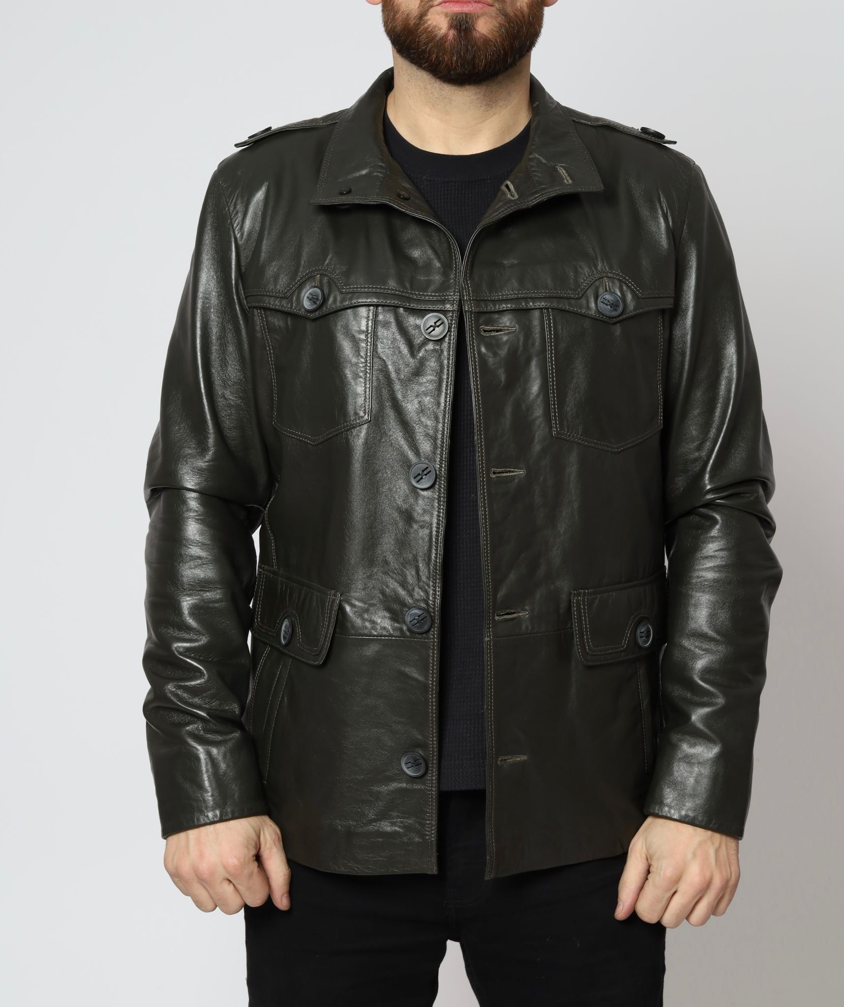 Leather Pocketed Jacket