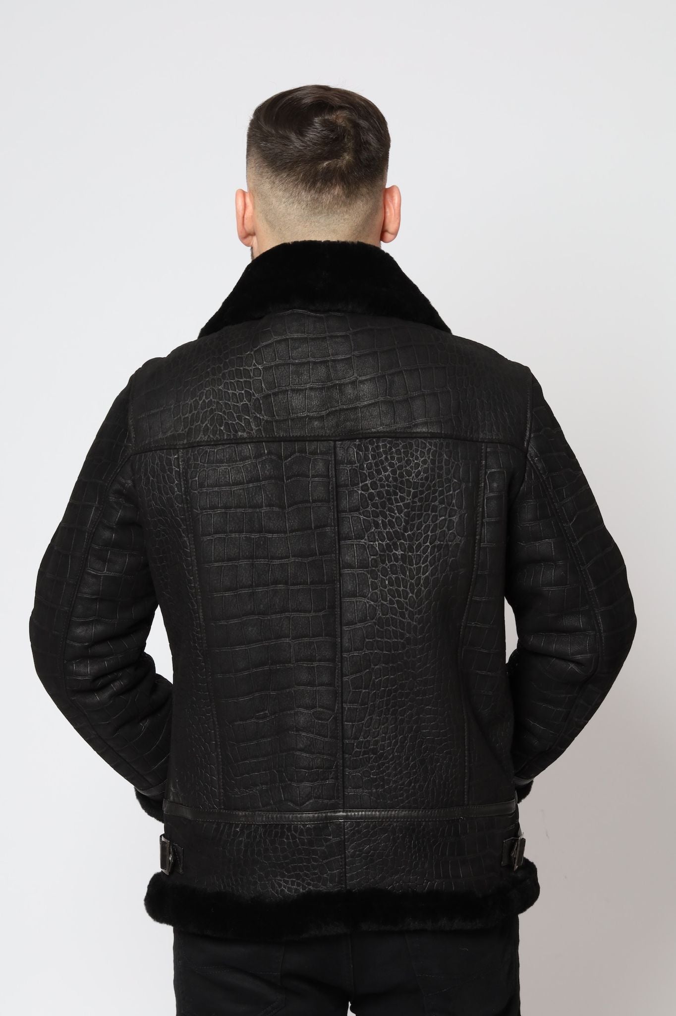 Crocodile Print Shearling Jacket