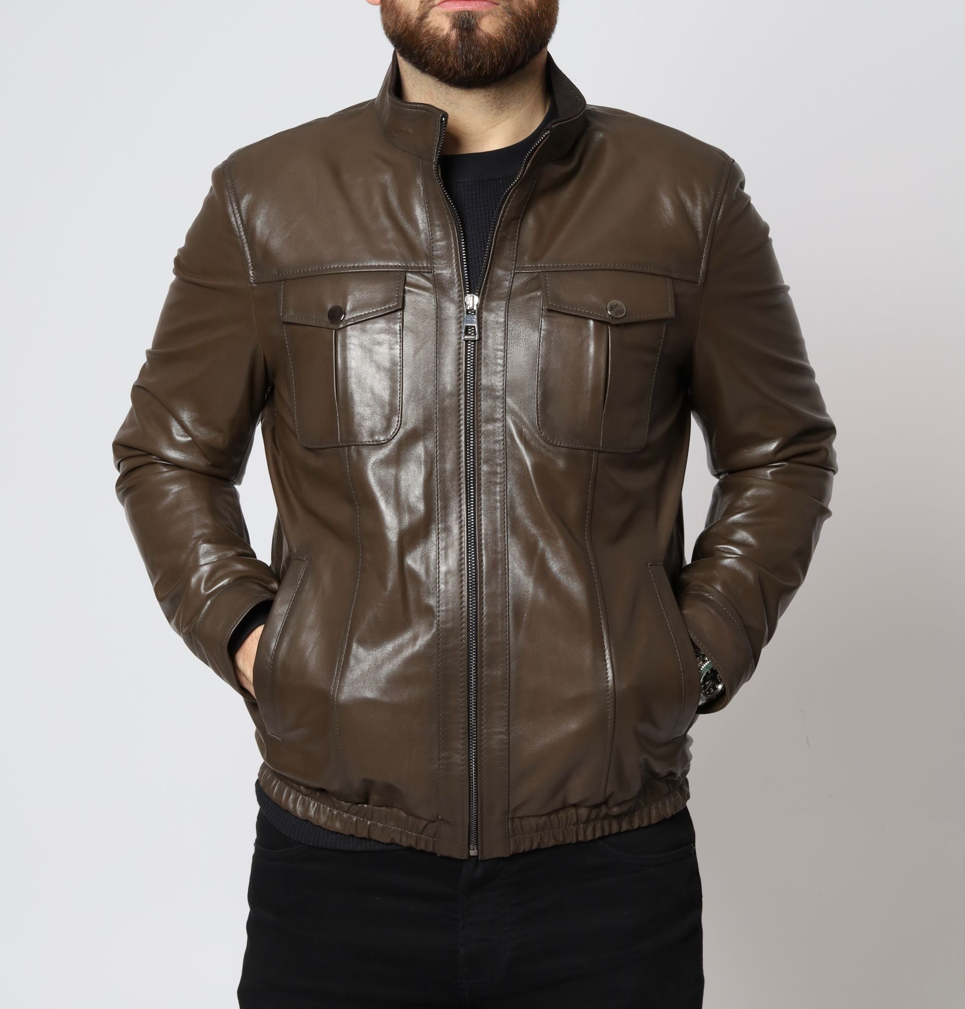 Brown Waterproof Leather Jacket